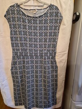 Boden Blue and White Printed Midi Dress